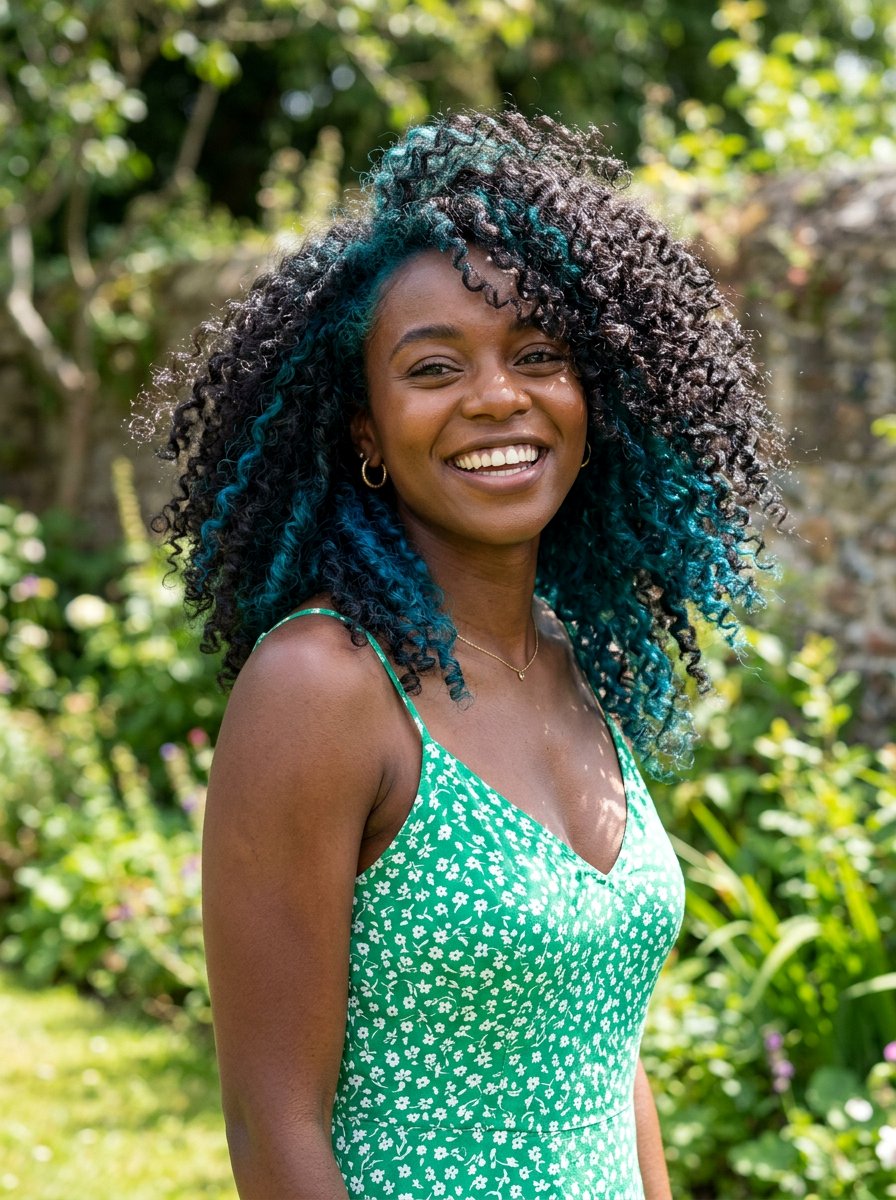 Curly Hair With Teal Underlayer On Dark Hair - 20 teal underlayer on dark hair - 20 teal underlayer on dark hair
