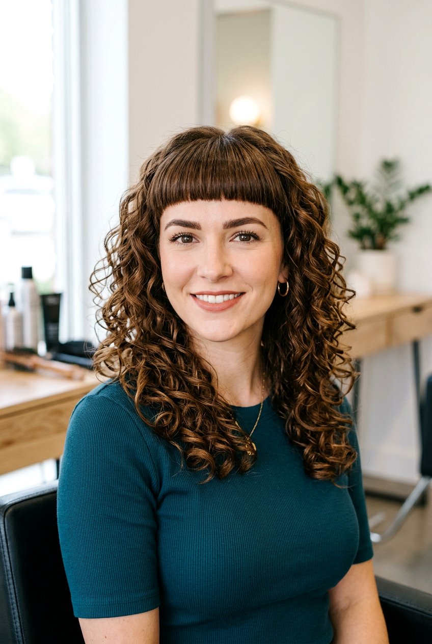 Curly Haircut With Blunt Fringe - 20 curly fringe haircut women - 20 curly fringe haircut women