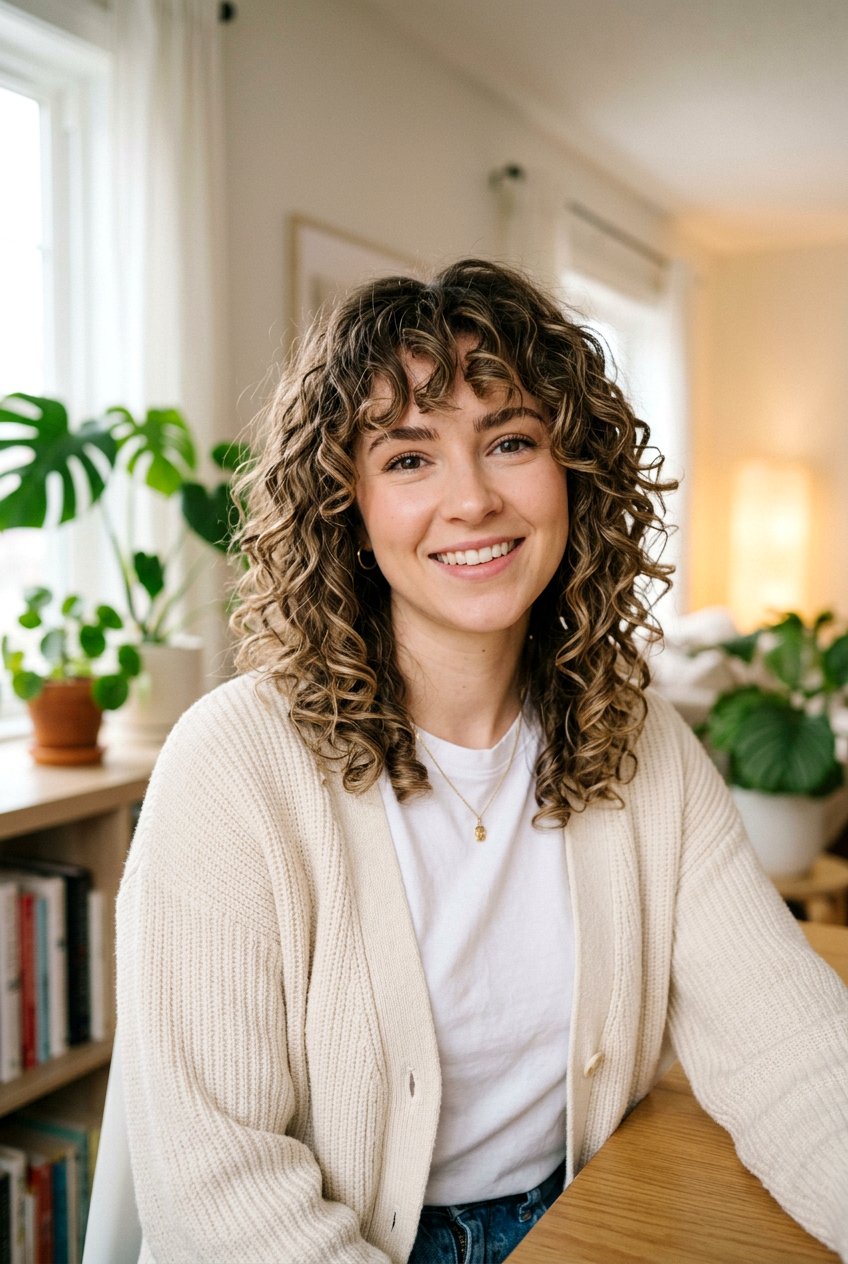Curly Haircut With Bottleneck Curtain Bangs - 20 curly haircut with curtain bangs - 20 curly haircut with curtain bangs