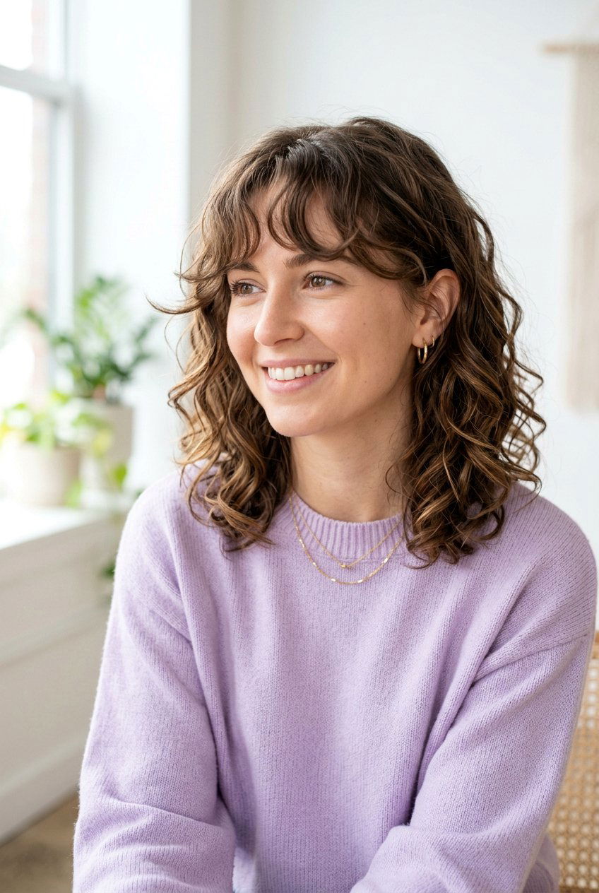 20 Gorgeous Curly Haircut With Curtain Bangs Looks To Try