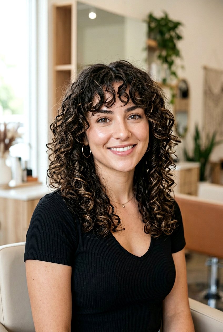 Curly Haircut With Curtain Bangs For Heart Shaped Face - 20 curly haircut with curtain bangs - 20 curly haircut with curtain bangs