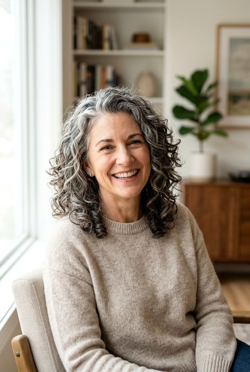 Curly Haircut With Gray Highlights For Women Over 40 - 20 curly haircut for women over 40 - 20 curly haircut for women over 40