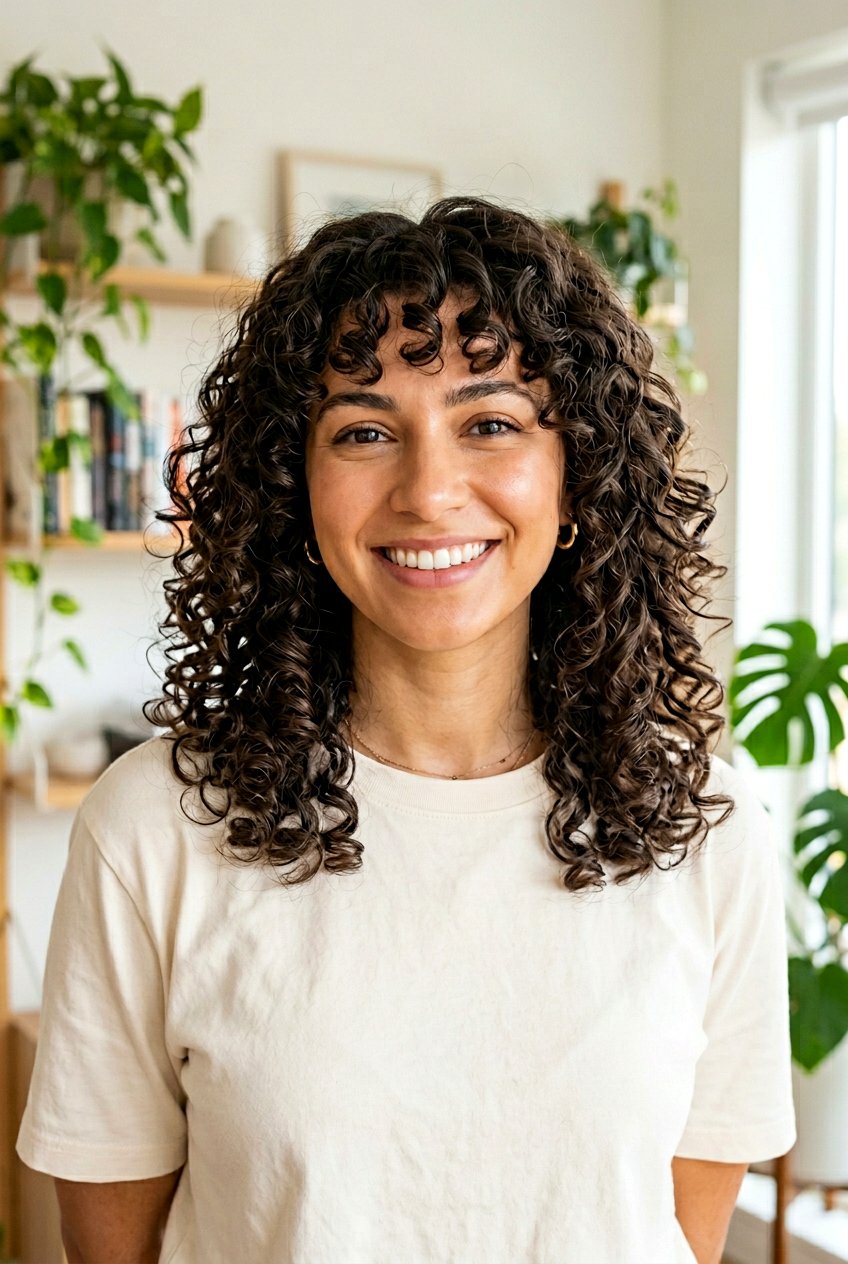 Curly Haircut With Short Curtain Bangs - 20 curly haircut with curtain bangs - 20 curly haircut with curtain bangs