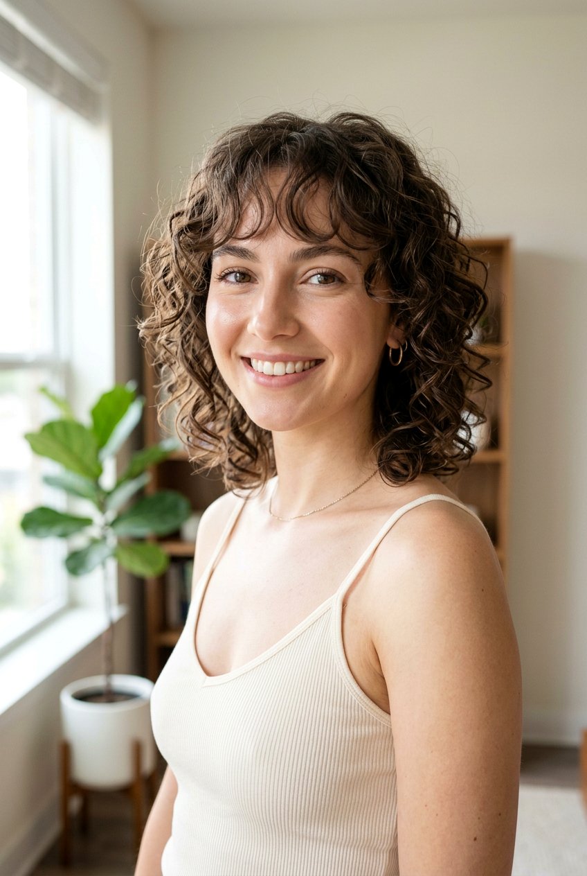 Curly Haircut With Wispy Curtain Bangs - 20 curly haircut with curtain bangs - 20 curly haircut with curtain bangs