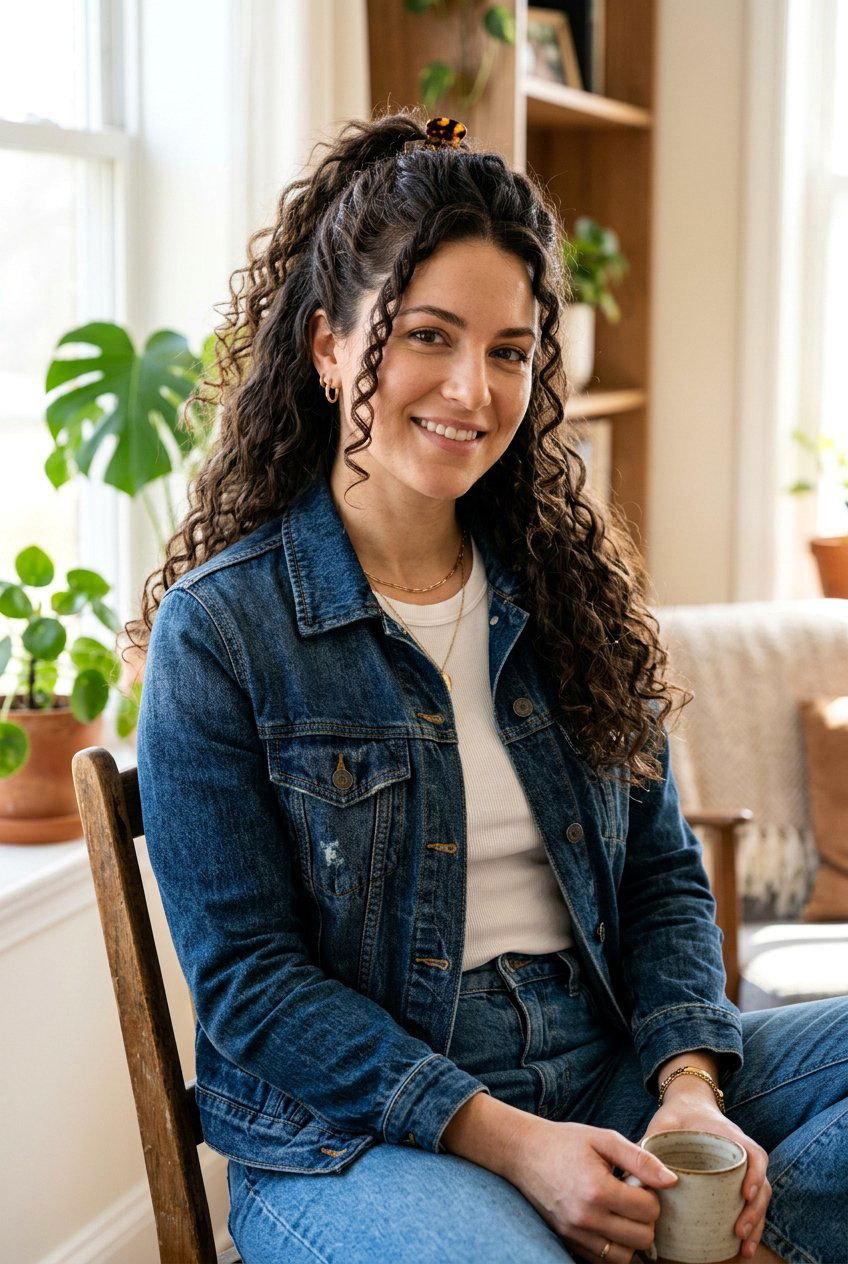 Curly Half Up Air Dry Look - 20 air dry hairstyles for curly hair - 20 air dry hairstyles for curly hair