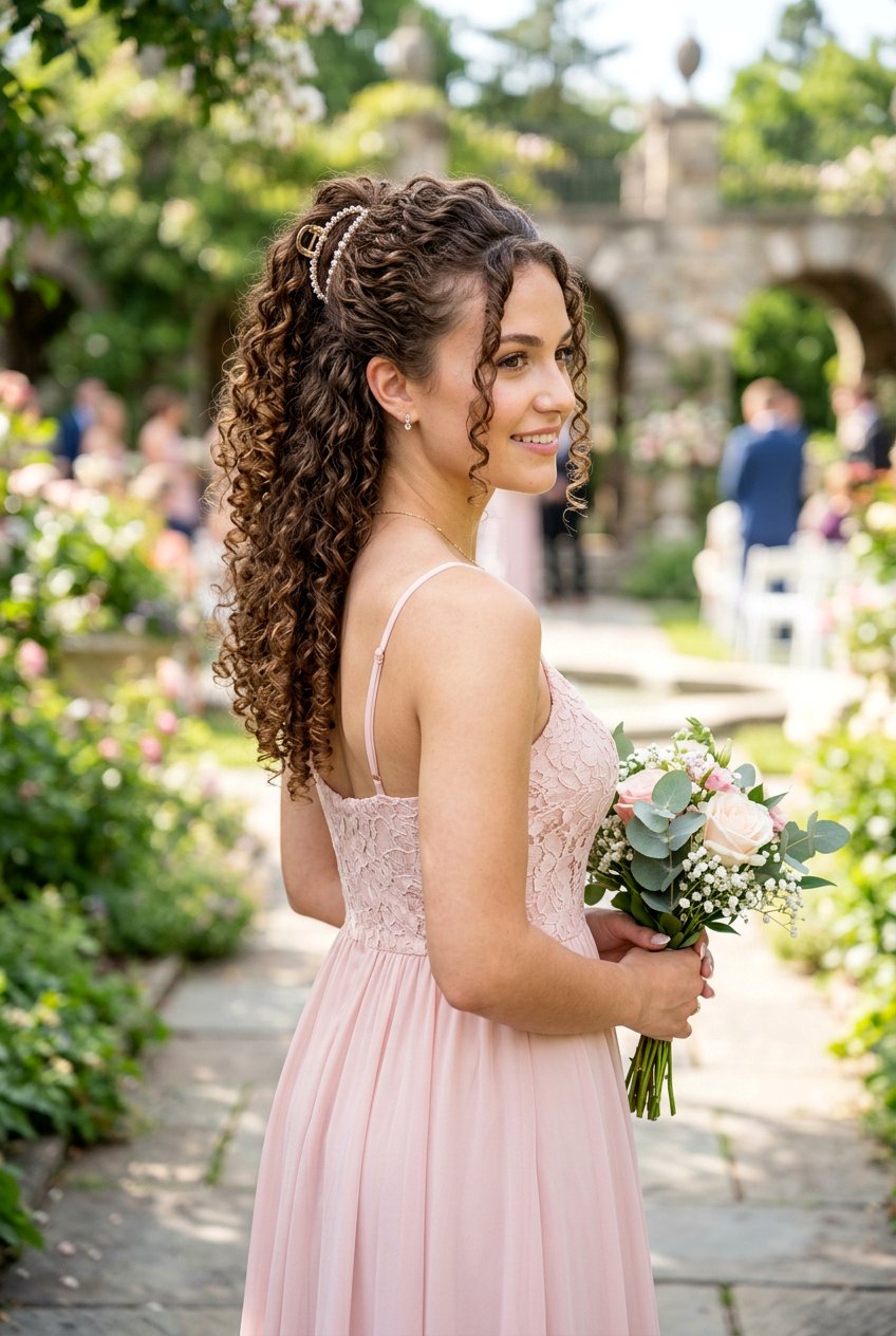 Curly Half Up Claw Clip Prom Hair - 20 prom hairstyles with claw clip - 20 prom hairstyles with claw clip