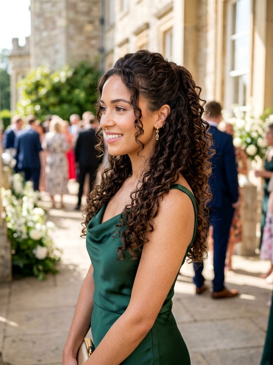Curly Half Up Half Down Ponytail For Wedding Guest - 20 wedding guest half up half down curls - 20 wedding guest half up half down curls