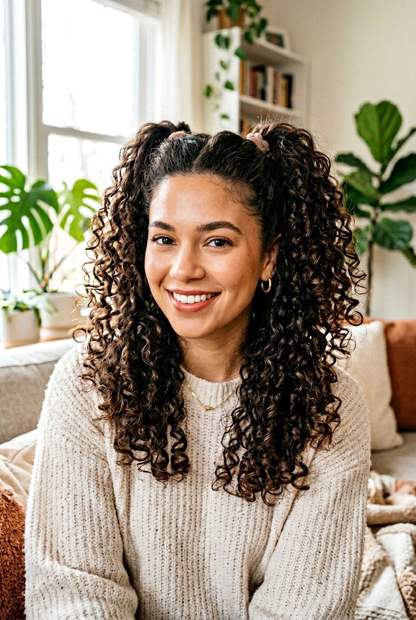 Curly Half Up Pigtails - 20 half up pigtail hairstyles - 20 half up pigtail hairstyles