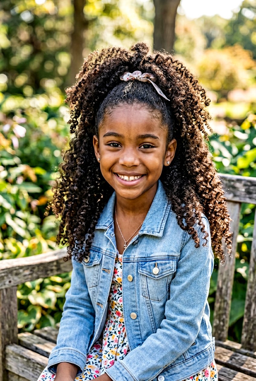 Curly Half Up Ponytail - 20 first day of school hairstyles - 20 first day of school hairstyles