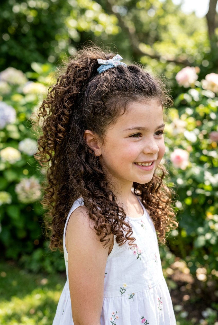 Curly Half Up Ponytail - 20 half up ponytail for little girls - 20 half up ponytail for little girls