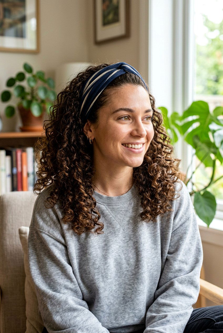 Curly Headband Air Dry Hairstyle - 20 air dry hairstyles for curly hair - 20 air dry hairstyles for curly hair