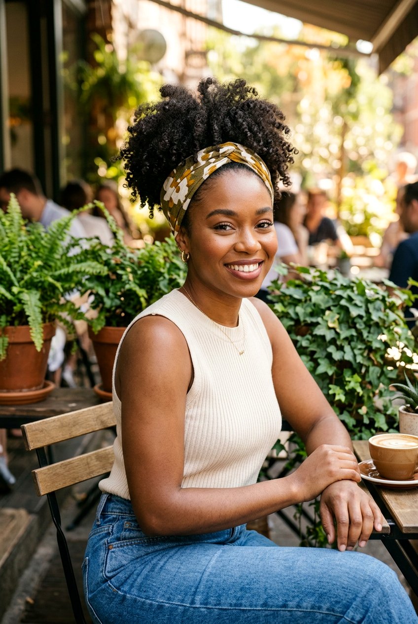 Curly Headband Puff - 20 humidity proof hairstyles for curly hair - 20 humidity proof hairstyles for curly hair