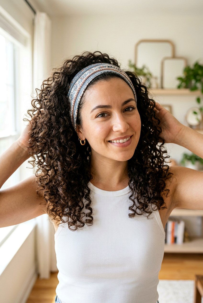 Curly Headband Refresh Hairstyle - 20 curly refresh hairstyles - 20 curly refresh hairstyles