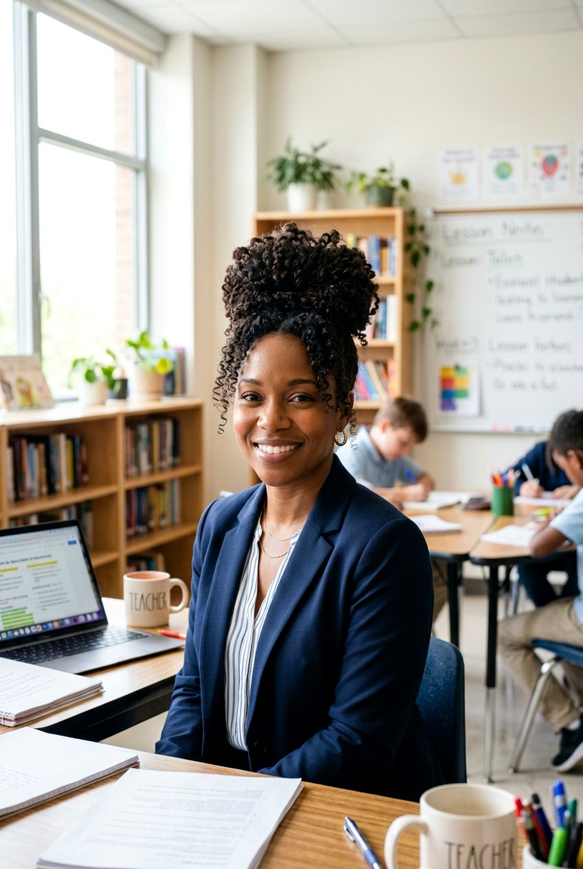 Curly High Bun For Professional Look - 20 teacher hairstyles for curly hair - 20 teacher hairstyles for curly hair