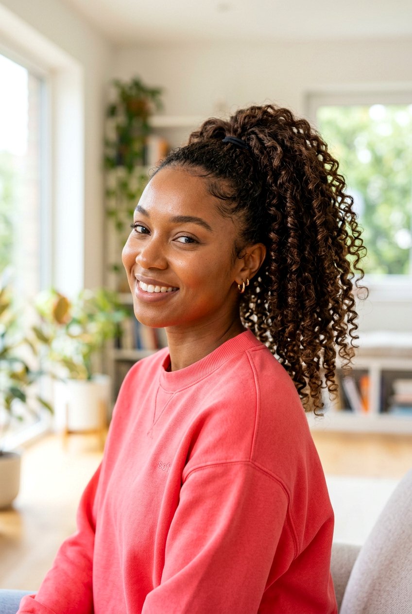 Curly High Ponytail - 20 quick ponytail for school mornings - 20 quick ponytail for school mornings