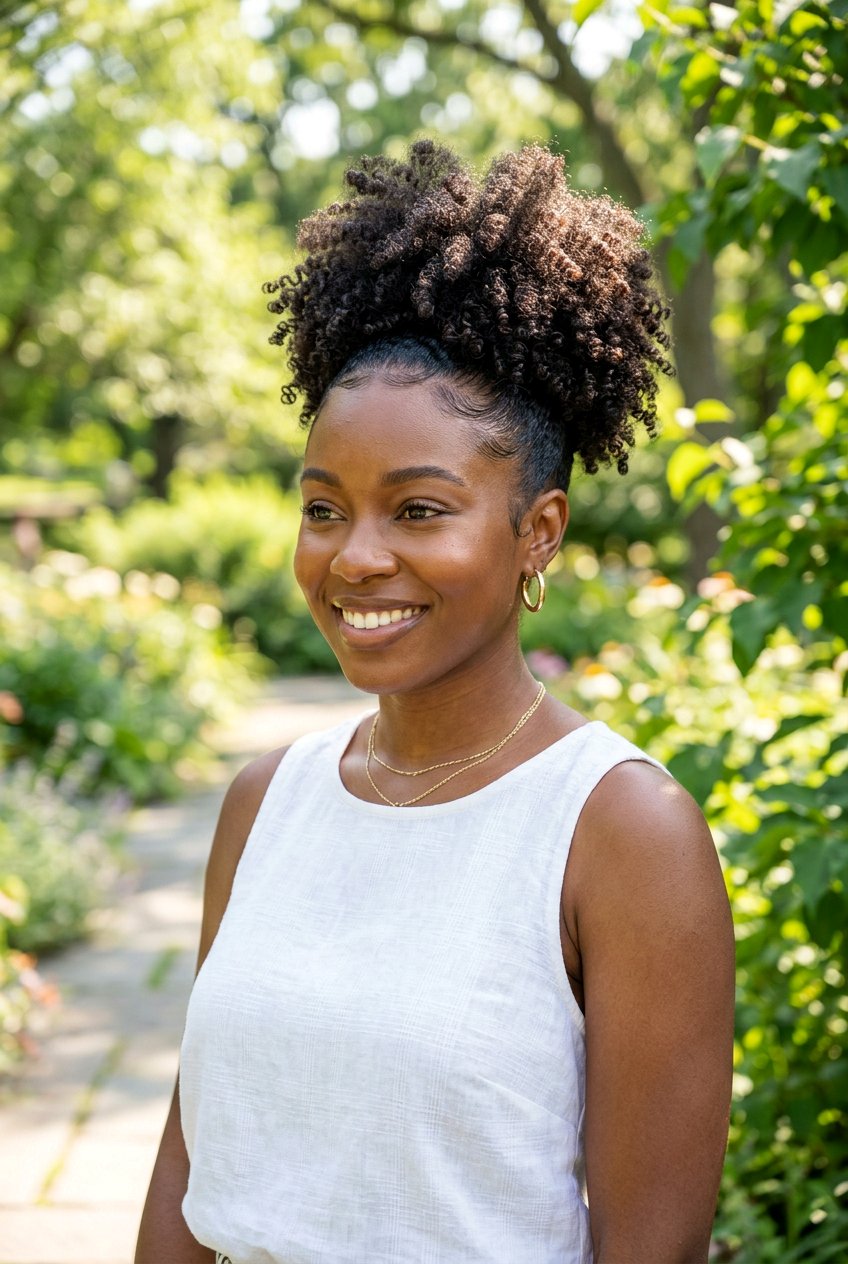 Curly High Ponytail For Natural 4C Hair - 20 curly high ponytail - 20 curly high ponytail