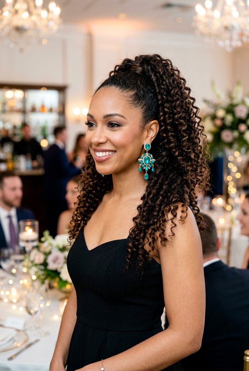 Curly High Ponytail For Reception - 20 modern reception ponytail hairstyle - 20 modern reception ponytail hairstyle