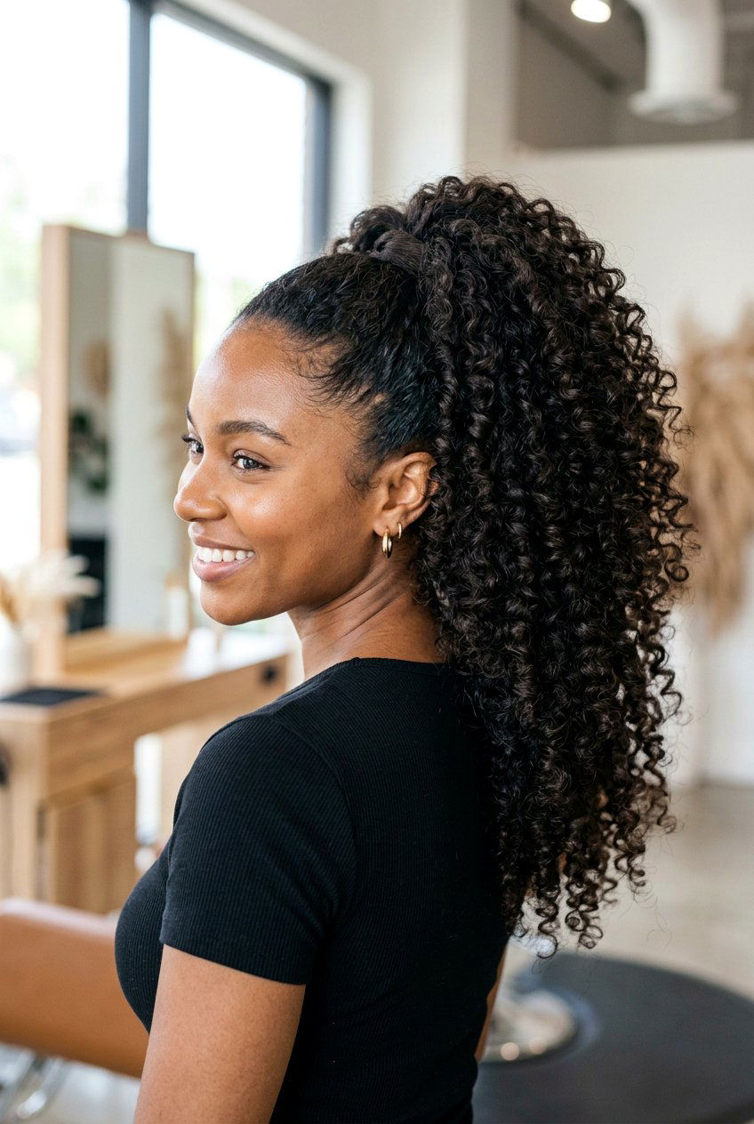 Curly High Ponytail For Thick Hair - 20 curly high ponytail - 20 curly high ponytail