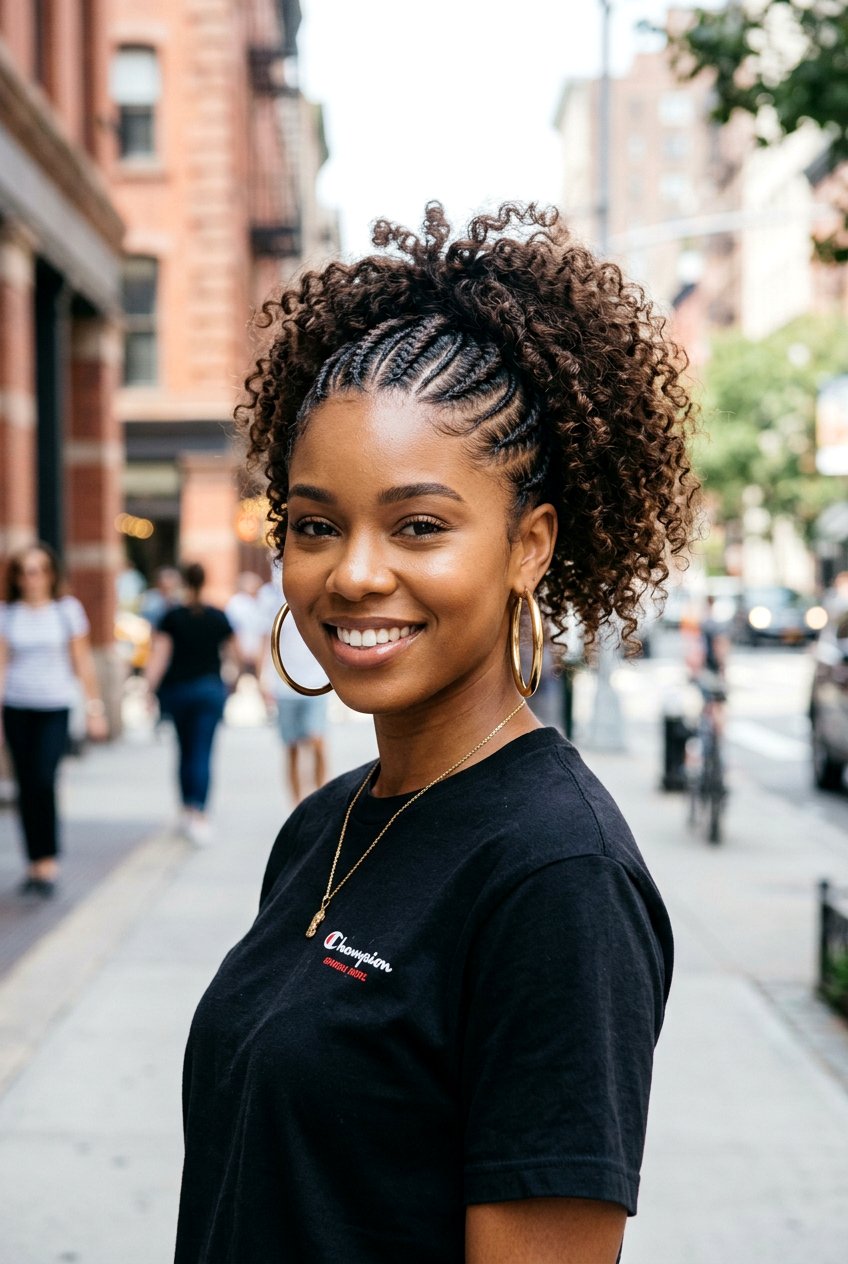 Curly High Ponytail With Braided Front - 20 curly high ponytail - 20 curly high ponytail