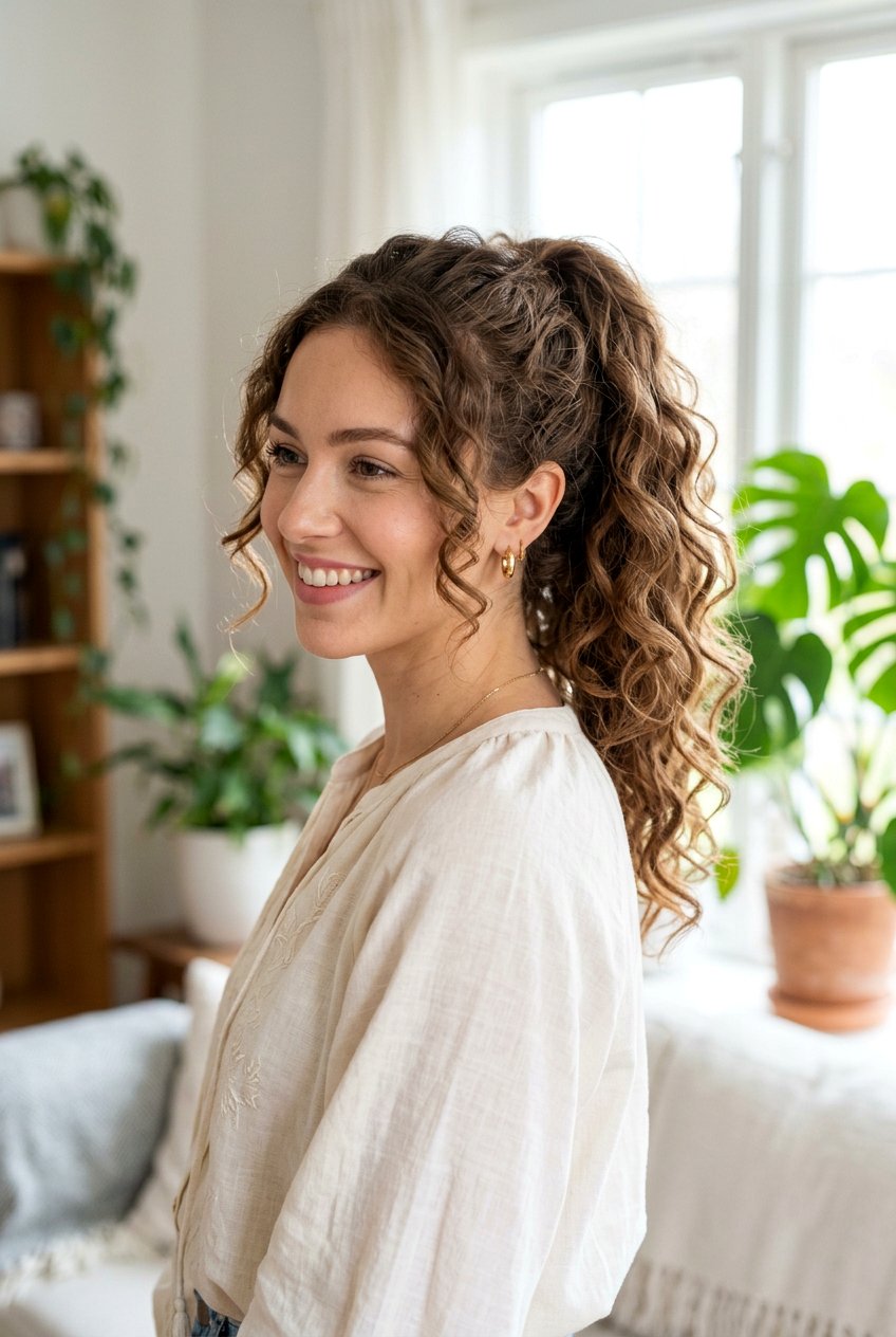 Curly High Ponytail With Loose Curls - 20 curly high ponytail - 20 curly high ponytail
