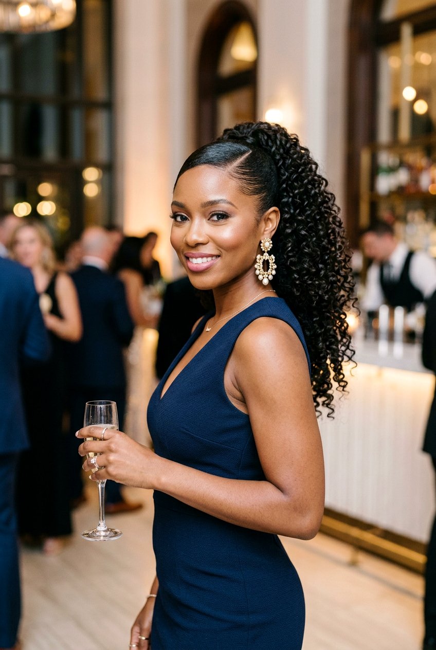 Curly High Ponytail With Side Part - 20 homecoming ponytail with curls - 20 homecoming ponytail with curls