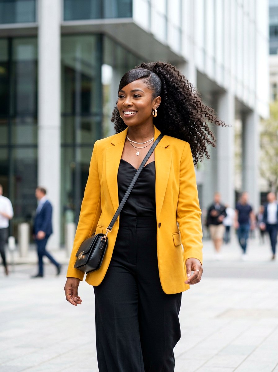 Curly High Ponytail With Swoop - 20 date night hairstyle with soft glam ponytail - 20 date night hairstyle with soft glam ponytail