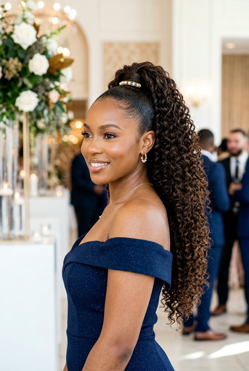 Curly High Ponytail With Weave - 20 curly high ponytail - 20 curly high ponytail