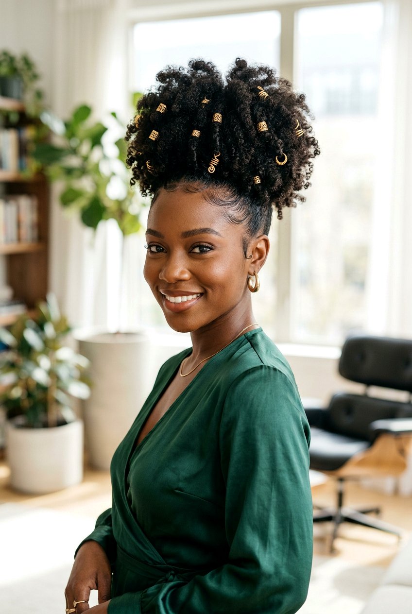 Curly High Puff - 20 prom hairstyle for curly natural hair - 20 prom hairstyle for curly natural hair