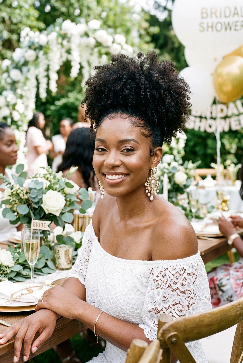 Curly High Puff For Bridal Shower - 20 bridal shower hairstyles - 20 bridal shower hairstyles