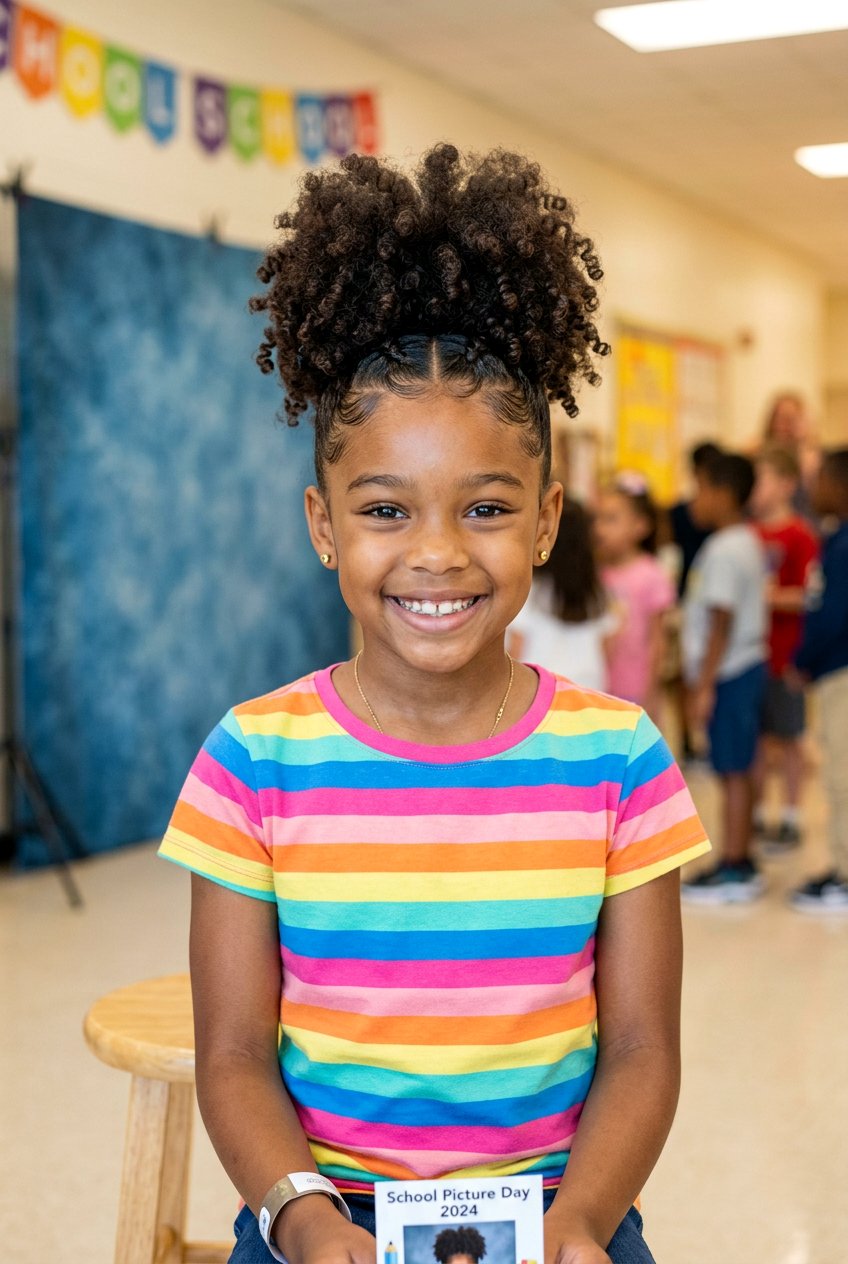 Curly High Puff For Picture Day - 20 school picture day curls - 20 school picture day curls