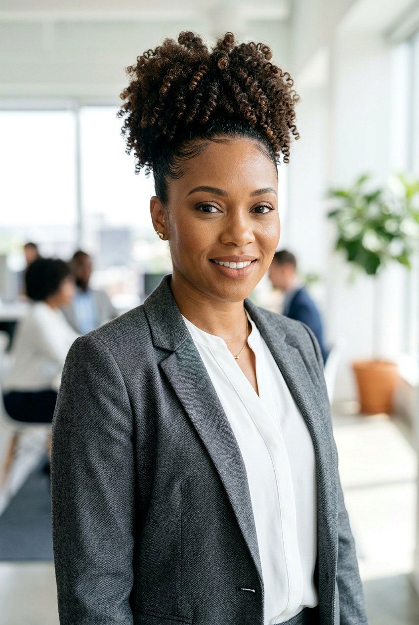 Curly High Puff - 20 easy work hairstyle for long curly hair - 20 easy work hairstyle for long curly hair