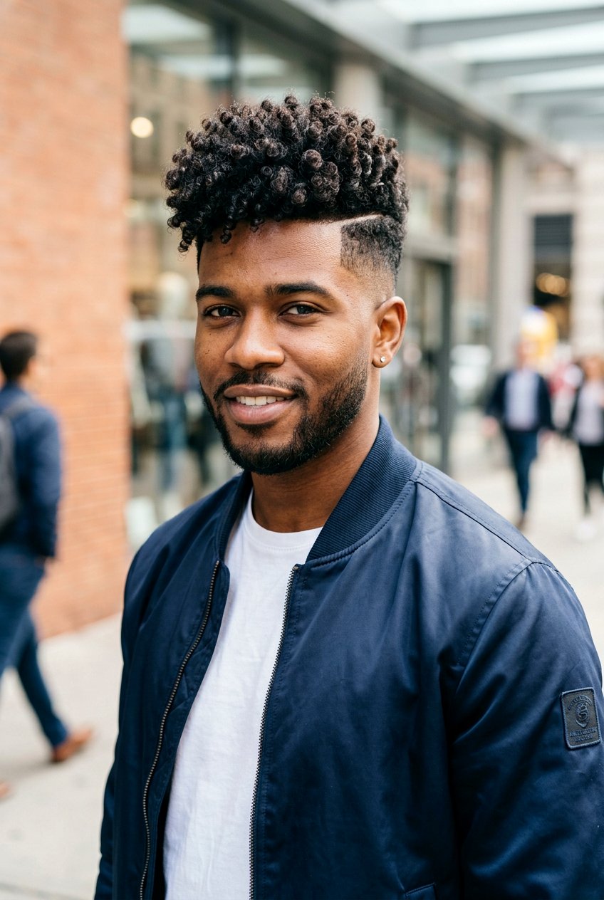 Curly High Top Fade With Part - 20 curly high top fade haircut - 20 curly high top fade haircut