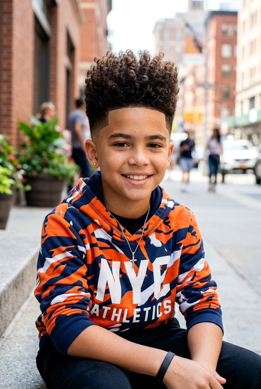 Curly High Top Fade for Mixed Boys - 20 mixed boys curly haircuts - 20 mixed boys curly haircuts