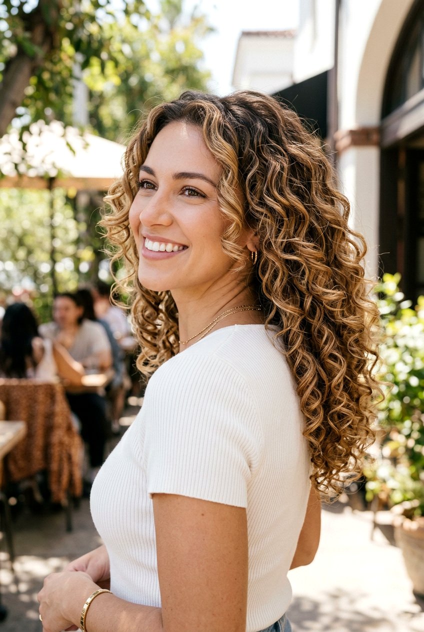 Curly Honey Caramel Blonde Balayage - 20 cool blonde balayage - 20 cool blonde balayage