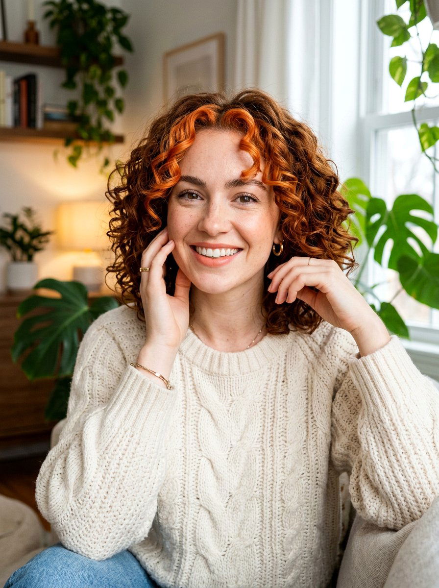 Curly Layered Bob With Copper Money Piece - 20 copper money piece for layered bob