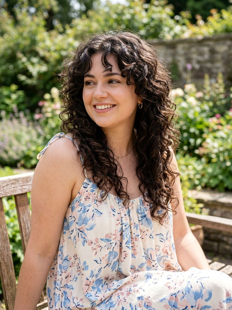 Curly Layered Butterfly Cut For Round Face - 20 curly layered haircut for round face women - 20 curly layered haircut for round face women