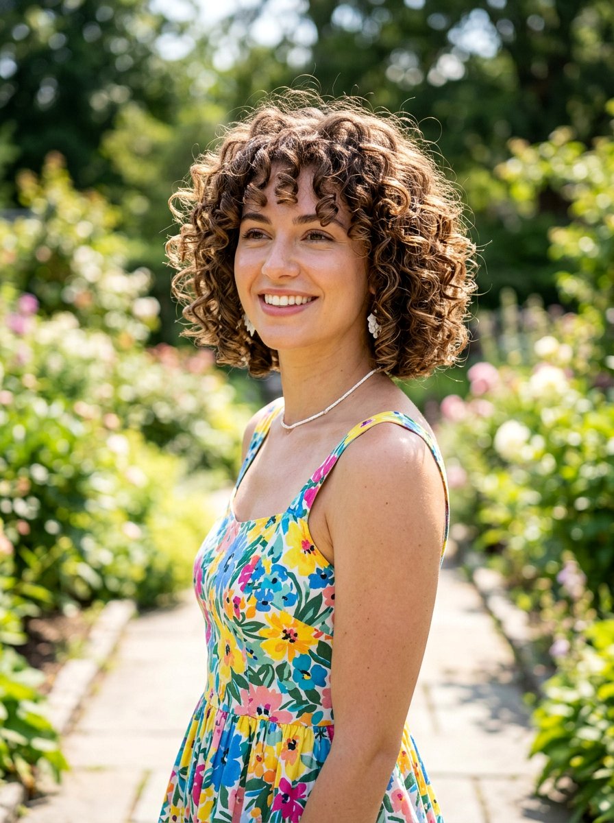 Curly Layered Chin Length Bob - 20 layered chin length bob with volume - 20 layered chin length bob with volume