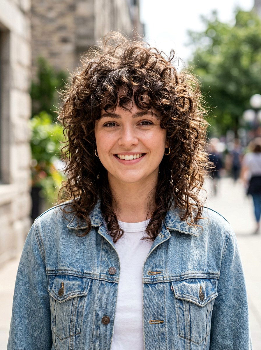 Curly Layered Wolf Cut For Round Face - 20 curly layered haircut for round face women - 20 curly layered haircut for round face women