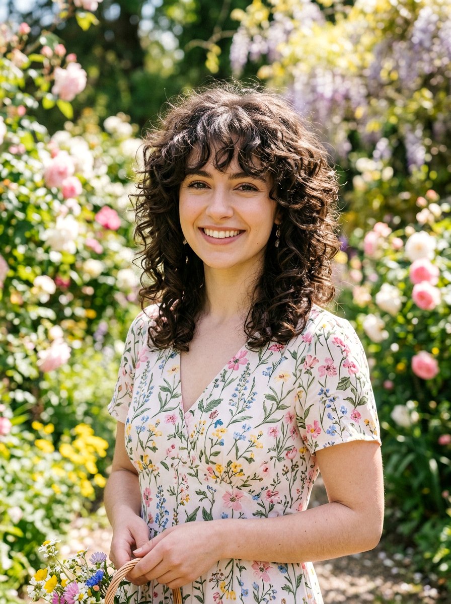 Curly Layered Wolf Cut With Soft Bangs - 20 layered wolf cut with soft bangs - 20 layered wolf cut with soft bangs