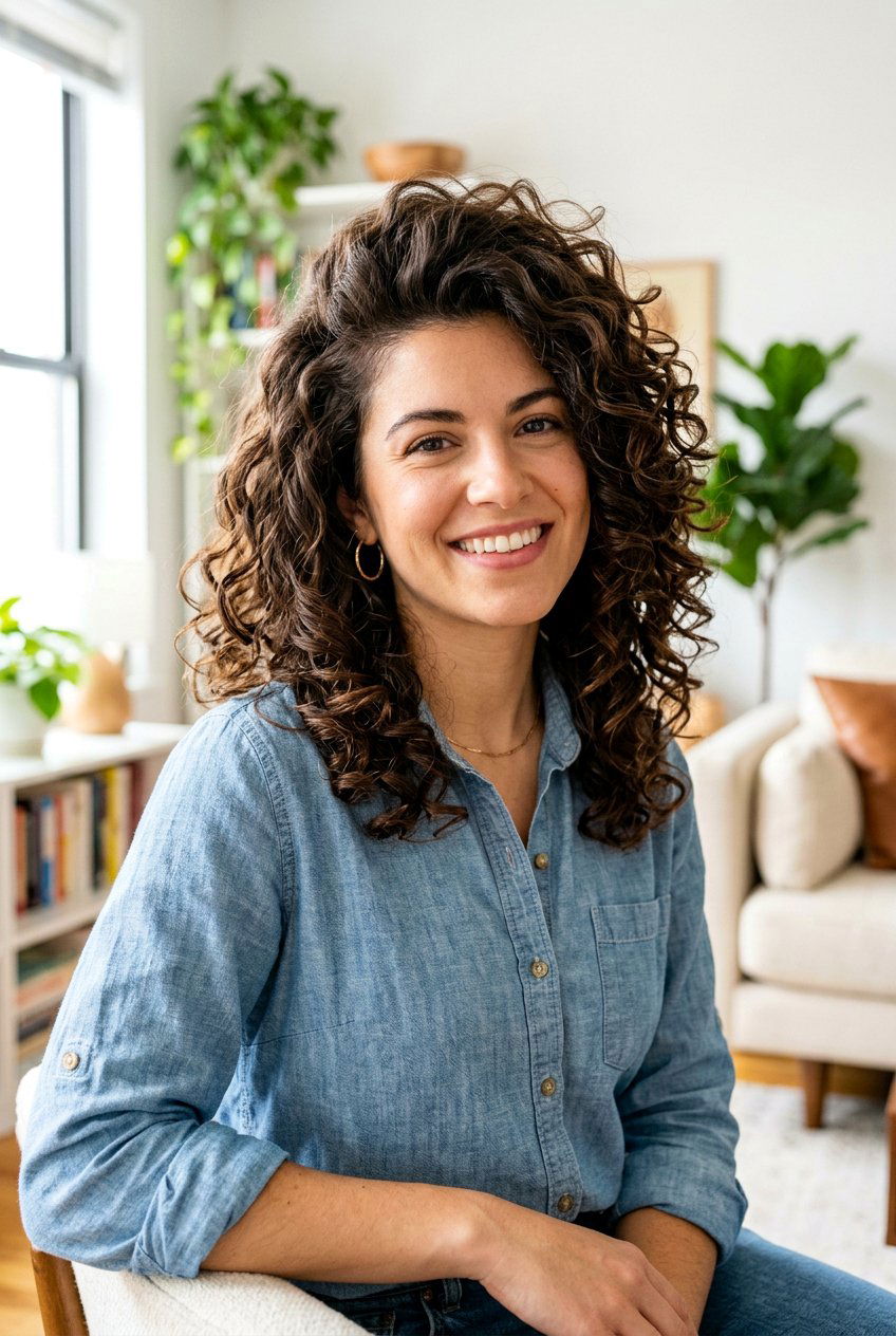 Curly Layers With Natural Volume At The Crown - 20 curly layers for medium hair women - 20 curly layers for medium hair women