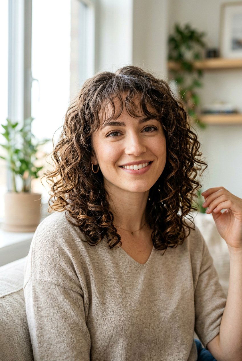 Curly Lob Haircut With Fringe - 20 curly fringe haircut women - 20 curly fringe haircut women