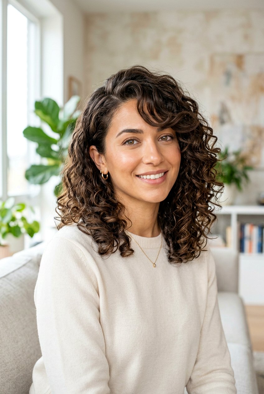 Curly Lob With Curtain Bangs And Side Part - 20 curly lob with curtain bangs - 20 curly lob with curtain bangs