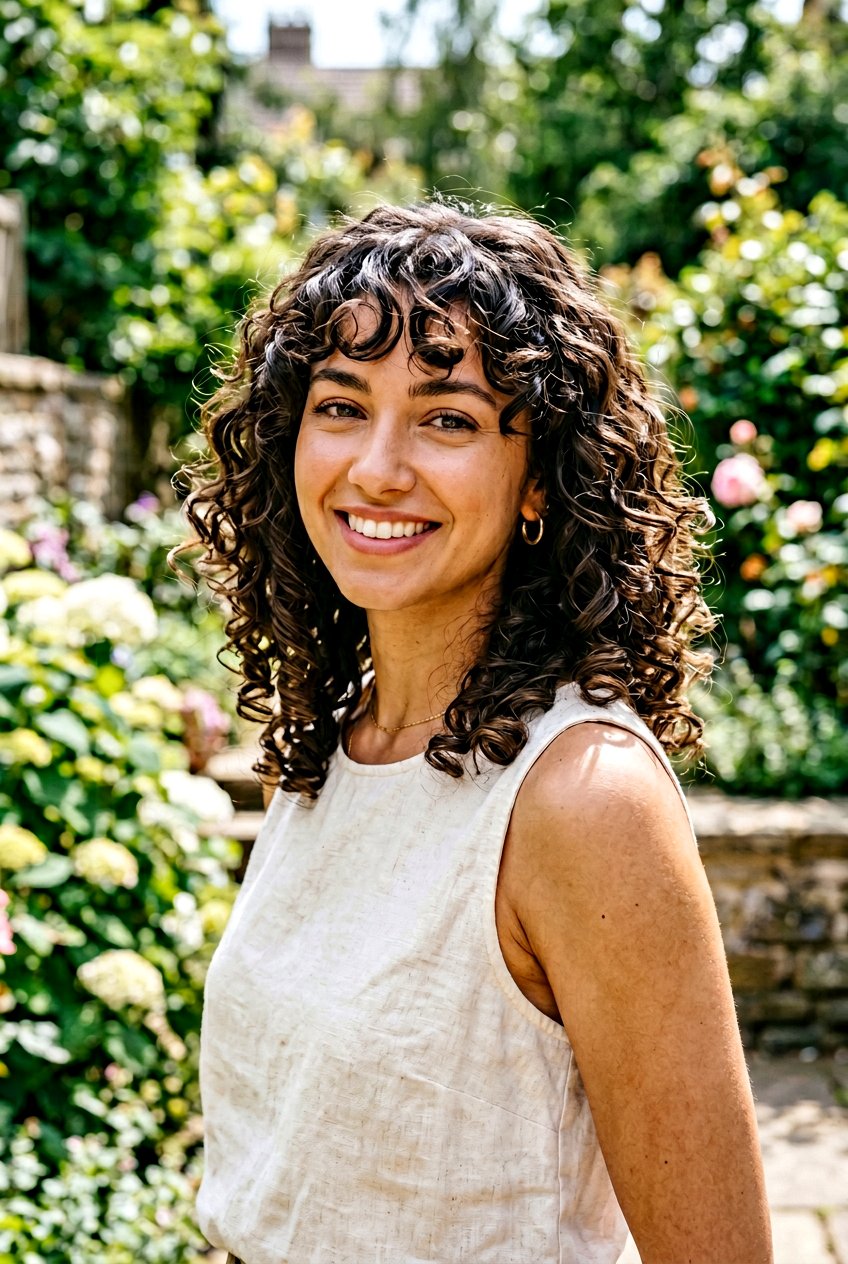 Curly Lob With Curtain Bangs For 3A Curls - 20 curly lob with curtain bangs - 20 curly lob with curtain bangs