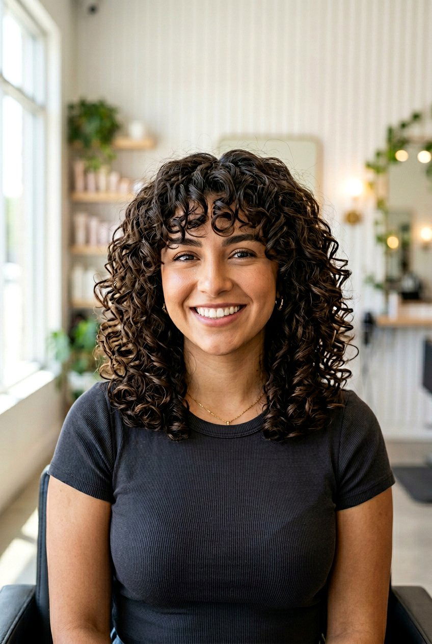 Curly Lob With Curtain Bangs For Thick Hair - 20 curly lob with curtain bangs - 20 curly lob with curtain bangs