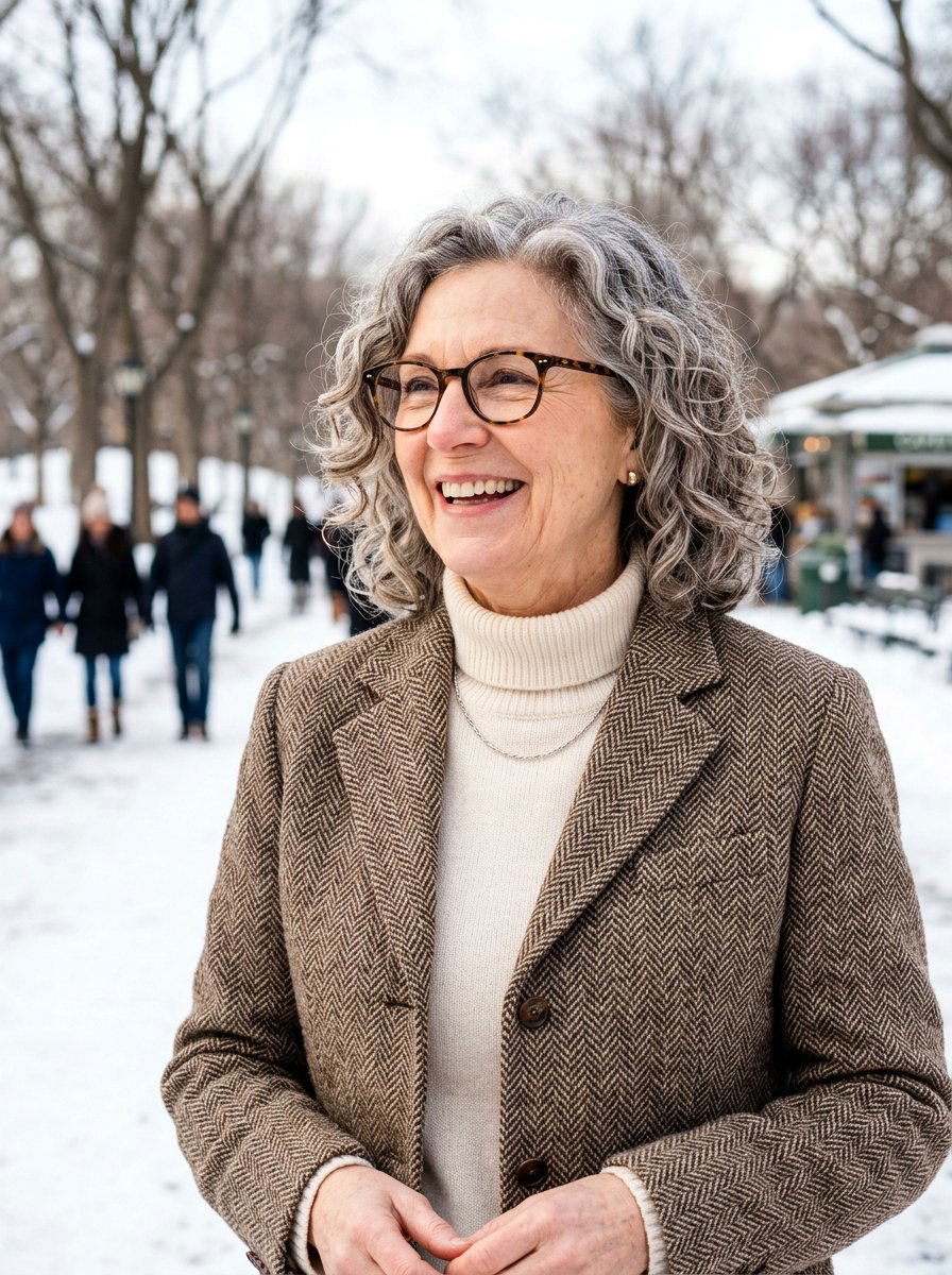 Curly Lob With Glasses - 20 curly lob haircut for older women - 20 curly lob haircut for older women