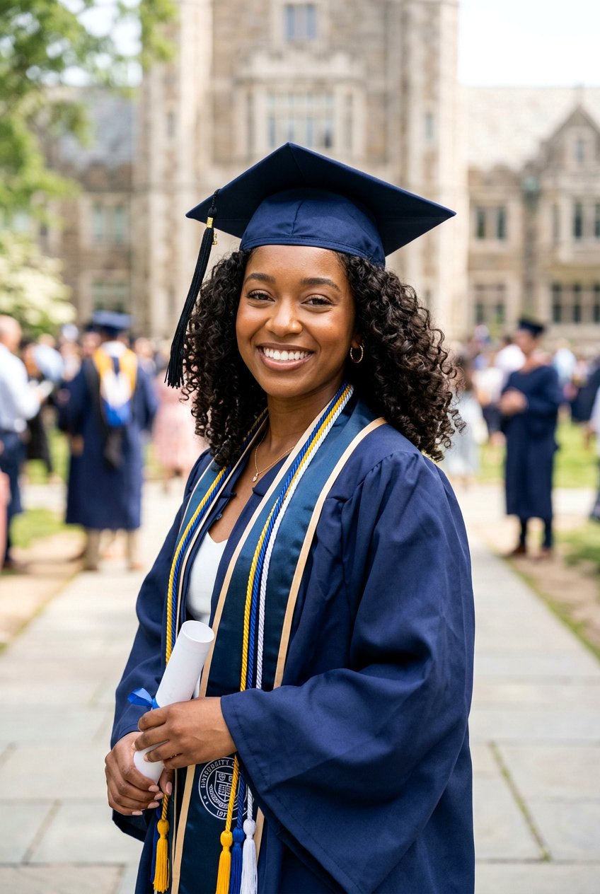 Curly Lob With Graduation Cap - 20 graduation curls with cap - 20 graduation curls with cap
