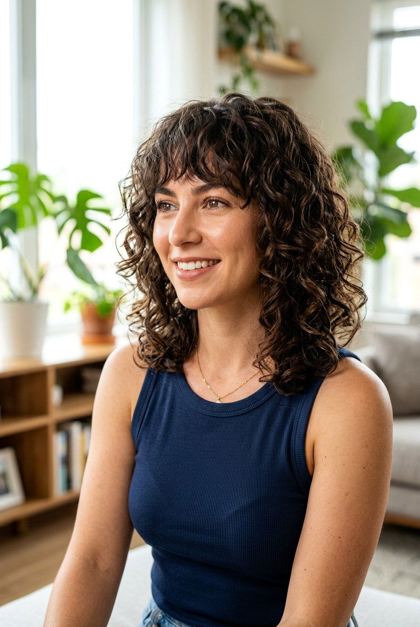 Curly Lob With Shaggy Bangs - 20 long bob with bangs - 20 long bob with bangs
