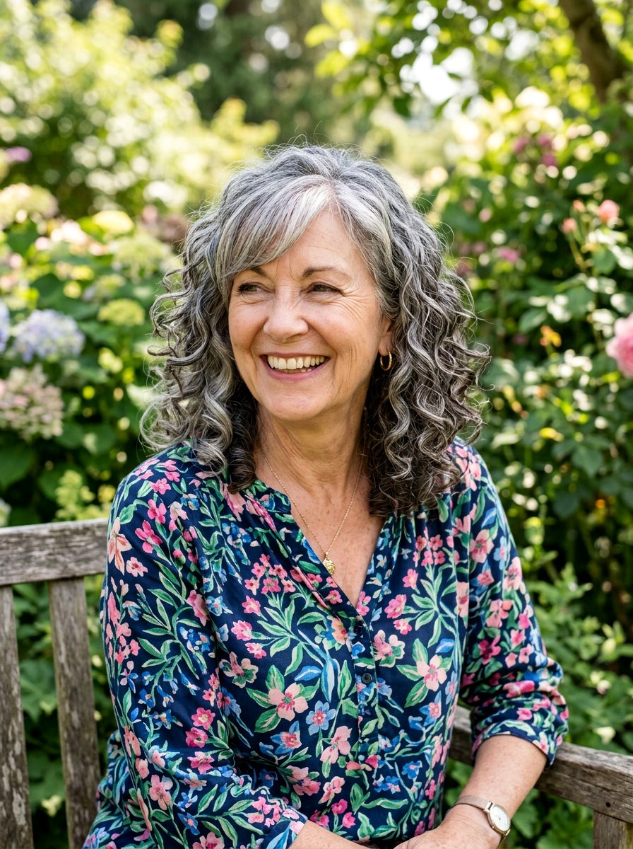 Curly Lob With Side Bangs - 20 curly lob haircut for older women - 20 curly lob haircut for older women