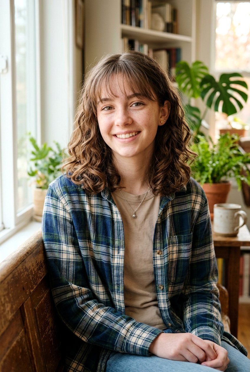 Curly Lob With Wispy Bangs - 20 curly haircut for teenage girls with bangs - 20 curly haircut for teenage girls with bangs