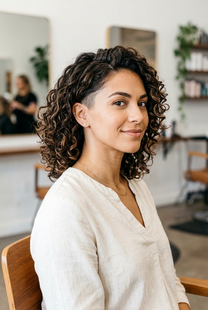 Curly Lob with Undercut - 20 undercut curls hairstyle for women - 20 undercut curls hairstyle for women